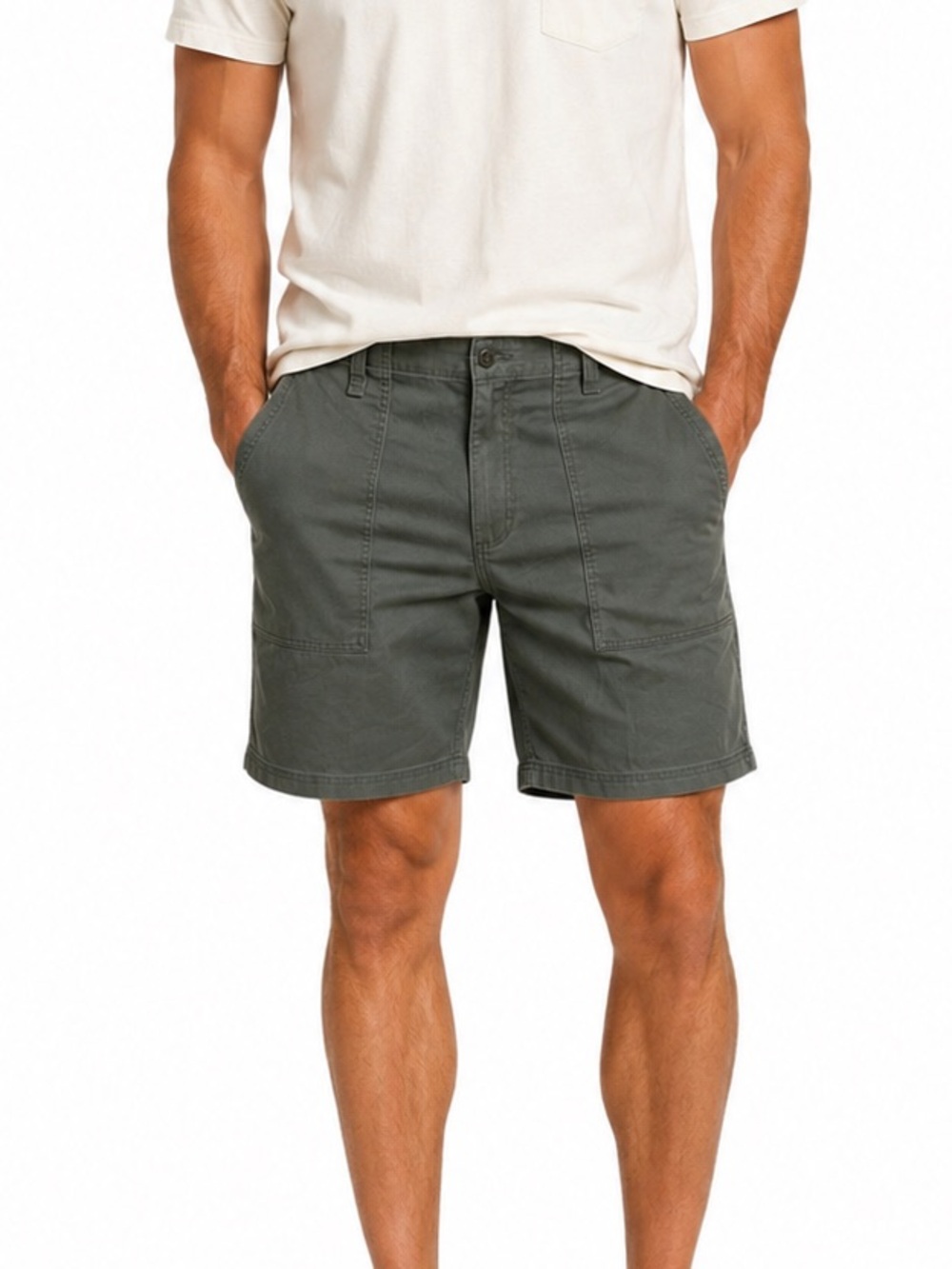 Wrangler Men's Olive Green Flat Front Shorts